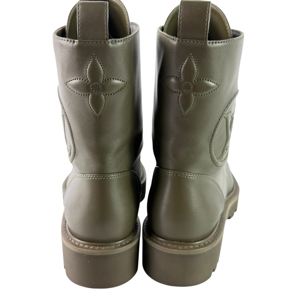 LOUIS VUITTON Green Khaki Flat Territory Women's Ranger Combat Boots 36.5 - 6.5 - Picture 10 of 17